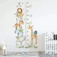 Väggdekor stor höjd mått klistermärken giraff elefant för barn rum pojkar baby rum safari djungel djur tillväxt diagram papper 230220