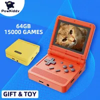 Portable Game Players POWKIDDY v90 3-Inch IPS Screen Flip Handheld Console Dual Open System Game Console 16 Simulators Retro PS1 Kids Gift 3D Game 230220