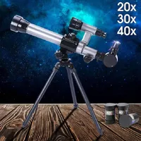 40x 줌 천문학적 망원경 어린이 단안 쌍안경 캠핑을위한 삼각대 야간 비전 야외 사냥 60mm255t