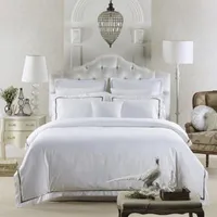 Yatak takımları 5 yıldızlı el serisi 60s sateen kumaş ince taraklı pamuk beyaz yorgan kapağı kral yatak örtüsü dolu