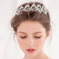 Hair Clips & Barrettes Wedding Tiara For Bride Princess Headband Bridal Accessories Women Crystal Leaf Pageant Crown Head Jewelry
