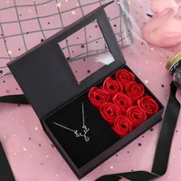 Decorative Flowers Soap Flower Gift Box Carry Bag Ring Earring Necklace Jewelry Window Storage Wedding Party Valentine's Day Gifts