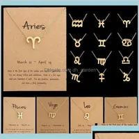 Pendant Necklaces 12 Constellation Zodiac Sign Birthday Mes Card For Women Girl Jewelry Myliy I1Yqz Drop Delivery Pendants Dhged