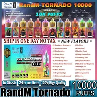 Original Randm Tornado Puffs 10000 engångsvapen Pen E Cigarettinladdningsbart batteriflödesflödeskontroll Mesh Spole 20 ml 10K Big Vapor Kit 2% 5% 24 smaker i lager