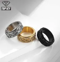 Top Icy Akty Evil Eyes Hoge kwaliteit Roestvrijstalen ring Multicolor relief ring Fijne sieradenringen voor Men2042202