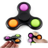 Top spinning Black Fidget Spinner Toy Dinger Descompresi￳n Juguetes Push Pop Bubble Sensorial Hand Fingertip Spinners Allival Deliv Dhdcv