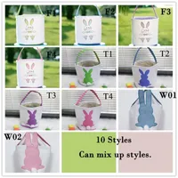 DHL Verzending Easter Egg Storage Basket Canvas Bunny Ear Embet Creative Easter Gift Bag With Rabbit Tail Decoration 8 Styles SS0220