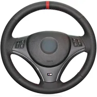 DIY Customized Hand-Stitch Black Genuine Leather Car Steering Wheel Covers for BMW 1 Series E81 E82 E87 E88 2008-2012 3 Series E902874