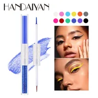 Handaiyan cabe￧a dupla de cabe￧a dupla colorida delineador l￭quido caneta fosco glitter duplo use olhos maquiagem de l￭quido l￭quido l￭quido l￭quido linte l￡pis Cosm￩ticos de l￡pis
