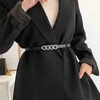 Belts Fashion Pu Leather Thin Belt For Women Metal Chain Buckle Waist Strap Designer Female Trouser Dress Coat Decoration Waistband J230220
