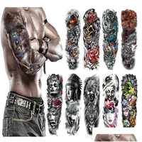 Tatuaggi temporanei impermeabili impermeabili armi fl braccio grande skl antichool tatoo adesivi flash falsi per gli uomini le donne cadono consegna salute dhxlm dhxlm