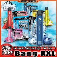 BANG XXL 2000 PULDS -enhet Disponibla elektroniska cigaretter Vape Pen 800mAh Batteri 2% 5% 6% 20 mg 50 mg 60 mg Pods Förfylld ångpaket Leverans tull Betalas 24 smaker