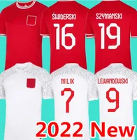 2022 Jerseys de futebol da Polônia Lewandowski Copa do Mundo da Copa do Mundo fora 2021 2022 Red White Grosicki Piszczek Milik Jersey Football Men Uniformes