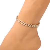 Kvinnans mode Anklets Chains Diamond Cuban Anklets f￶r kvinnors m￥ngsidiga diamantkvinnor Ankletter Billiga Bangle Leglet Anklets NNT290M
