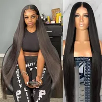 30 40 inç düz dantel ön peruk brezilya 13x4 dantel frontal ön kopuk bob peruklar siyah kadınlar için insan saçı 250 yoğunluk