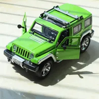 132 Шкала Diecast Metal Metal Car Model для имитации Jeep Wrangler Collection Rubicon в бездорожье Toys325u