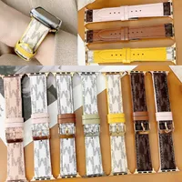 Designer M Genuine Leather Watch Bands For Apple Watch Straps 38mm 40mm 49mm 42MM 44mm 45MM iWatch 4 5 SE 6 7 Series Band Fashion Print Letter Golden Link Chain Wristband