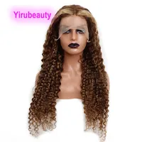 13X4 Lace Front Wig Kinky Curly 10-32inch 150% 180% 210% Density 27# Color Peruvian Human Hair Yirubeauty
