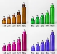 Whole Mix Colors Mix ML 1ml 2ml 5ml 10ml Glass Bottles with Stainless Steel Roller Ball And Black Cap Via Fast DHL9020711