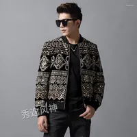 Men's Jackets Autumn Men's Spring Wear Baroque Court Wind Imported Velvet Heavy Embroidery Increase Paillette Leisure Time Loose Coat