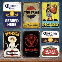 Classic Beer Metal Poster Tin Sign Vintage Kitchen Club Man Cave Bar Plate Wall Decorative Plaques Retro Home Living Room Decor Beer Metal Painting Wine size 30X20 w01