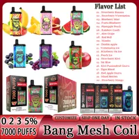Original Bang Mesh Coil 7000 Disposable Vape Bang Vapes Vape Puffs 7000 0 2 3 5% Pod E Cigarette Devices Rechargeable Battery 850mAh 15ml Prefilled Cartridge Box Kit OEM