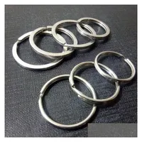 Keychains Lanyards Wholesale Metal Key Ring Creative Stainless Steel Round Flat 20Mm 25Mm 28Mm 30Mm 32Mm For Diy Dh8Ze