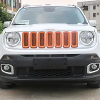 Mesh Grill Inserts Front Grilles Decoration Cover för Jeep Renegade 2016-2018 ABS Network Auto Exterior Accessories293f