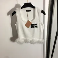 Struisvogel haar gebreide vest t shirts voor vrouwen borduurbrief mouwloze breien hoodie dames tejes ontwerp