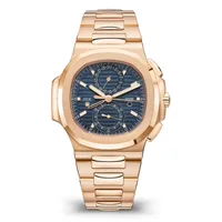 MENS Titta 40mm full rostfritt st￥l automatiska maskiner r￶relse rosguld bl￥ ansikte klassisk armbandsur Jason007 orologio di lusso montre de luxe