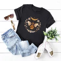 T-shirts de femmes T-shirt en coton Fruit Bee imprimé Shirt Femme Summer Noir Cause Faire Tops à manches courtes