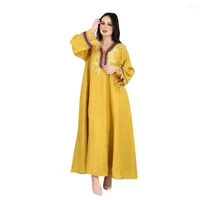 Ethnic Clothing Robes Marocaines Grandes Taille Muslim Middle East Dress Feather Long Sleeves Elegant Arabic Gown For Women Vestidos