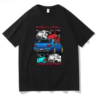 Men's T-Shirts Summer Cotton Men TShirt Japnese Classic Anime Initial D T Shirt GTR Vaporwave JDM Car Print Harajuku Unisex Tshirt Casual Tee Z0221