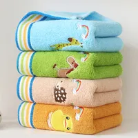 Söt bomullstecknad handdukar barn tjock absorberande handduk baby ansikte tvätt handduk djur broderi hemmahanddukar