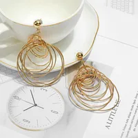 Necklace Earrings Set Longqu Vintage Geometric Gold Metal For Women Punk Pearl Dangle Drop 2023 Trend Of Jewelry