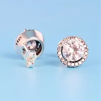 Whole -Elegant Earrings 925 Sterling Silver with CZ Diamonds for Pandora Jewelry with Original Box Wild Fashion Round Ladies Ear2640