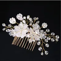 Combinados de cabello de flores para mujeres tocados nupciales accesorios para el cabello de boda perlas diademas para mujer bandeau cheveux acessorios Cabelo 313V