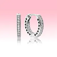 Real 925 Sterling Silver CZ diamond Hoop earring with Original box for Pandora Women High quality Jewelry Earrings set254m