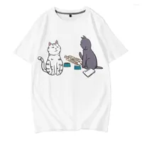 Camisetas para hombres Hip Hip Hop White Camisetas de estampado de gato Cute Camisetas de verano