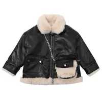 OC Y678401 Lou Lou Girl Winter Leather Coat PU jacket Loose Water Proof Keep Warm Zipper Luxury Customization
