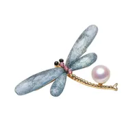 Configuraci￳n de joyas Moda de lujo Pearls Luxurs Broche Mount Crystal Dragonfly Grueso Pearl Pearl Semifinished Semifinished S DHBH7