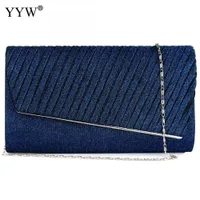 Evening Bags Blue Clutch Evening Bag With Chain Crossbody Bags For Women Fashion Wedding Party Luxury Clutches And Purse Female Sac 230221