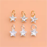 Charms sterling sier elmas zirkon aksesuarları mini küçük yıldız pentagram kolye bilezik kolye yaratıcı el yapımı damla d dh1cw
