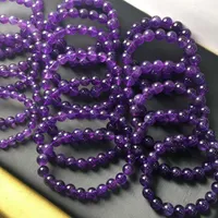 Bracelet d'améthyste naturel, pierre précieuse ronde violet, extensible et fait à la main, bijoux en cristal guérit pour les femmes