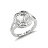 Solid 925 Configuraci￳n de anillo de plata esterlina Dise￱os de base de montaje de joyas de perlas para mujeres 5 piezas241p