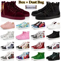 Red Bottoms Designer Shoes Luxury Mens Women High Low Top Casual Sneakers Studded Spikes Suede Leather Flat Big Size 13