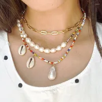 Choker Creative Asymmetric Design Pearl Necklace Colored Rice Beads Freshwater Mix And Match Charm Jewelry Accessories For Girls