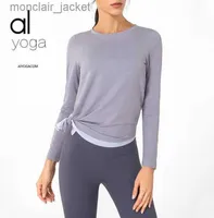 23SSS 디자이너 Alos Yoga Autumn and Winter Fitness Sports Top Women 's Fitness Suit Long-Sleeved Yoga T-Shirt Blouse Lululemens 여성