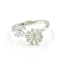 Configuraci￳n de joyas 925 Sterling Sier Pearl Ann Ring Accesorios Diy Ajustable Sem￳ctonos vac￭o Micro Set Flores de circ￳n P Dhuqo