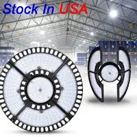 LED High Bay Light 300W 200W UFO 6500K Replacement Deformable Ultra-thin Mining Lamp Factory Warehouse Workshop Areas Lights USALIGHT